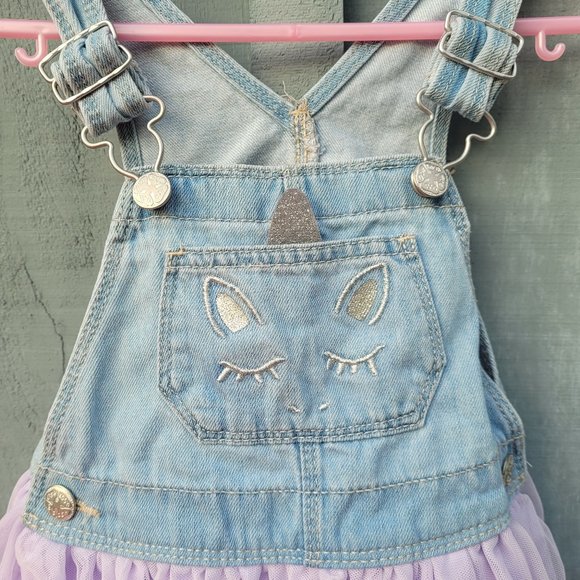 Oshkosh Girls Size 2T Light Denim and Netting Unicorn Jumper - Picture 4 of 8